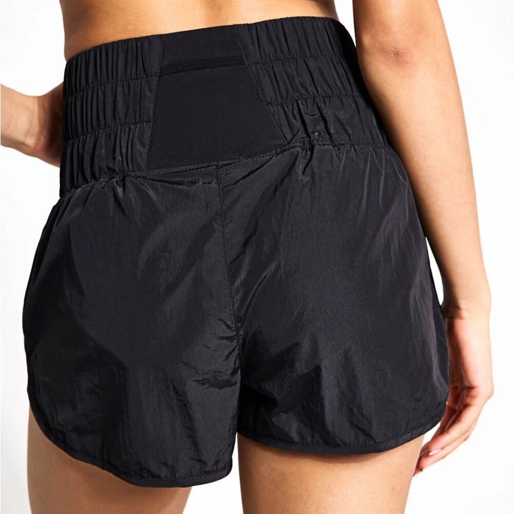 Free People Movement The Way Home Solid Shorts Black High Waist Smocked Size M - Picture 2 of 5